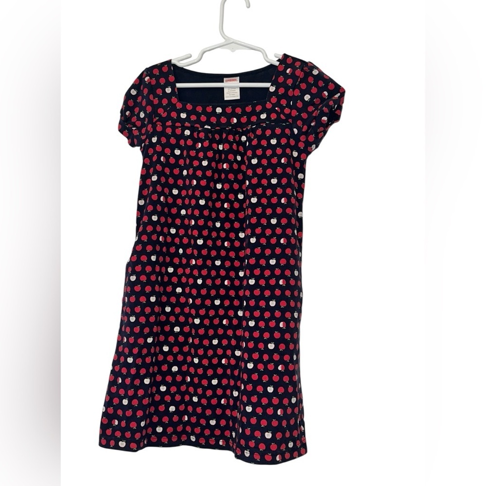 Vtg Gymboree Navy Apple print dress sz 6 back to school